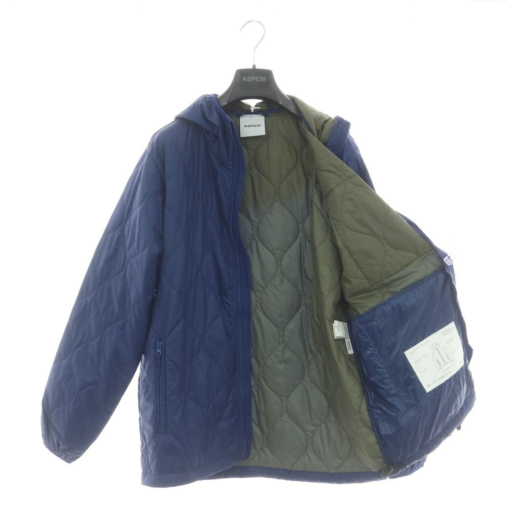 【新品】アスペジ ASPESI ナイロン 中綿 フーデッドブルゾン ブルー【 M 】【 状態ランクN 】【 メンズ 】