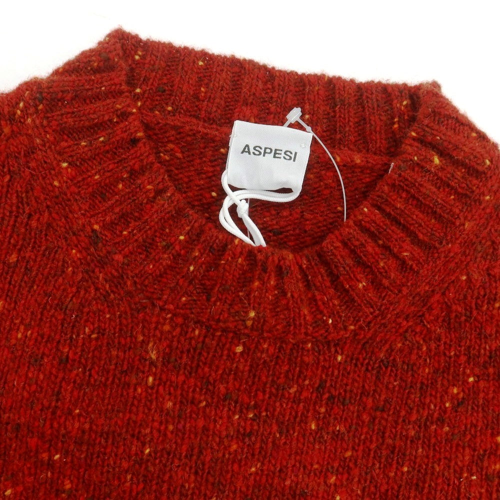 【新品】アスペジ ASPESI ウール クルーネック プルオーバーニット ダークレッド【 46 】【 状態ランクN 】【 メンズ 】