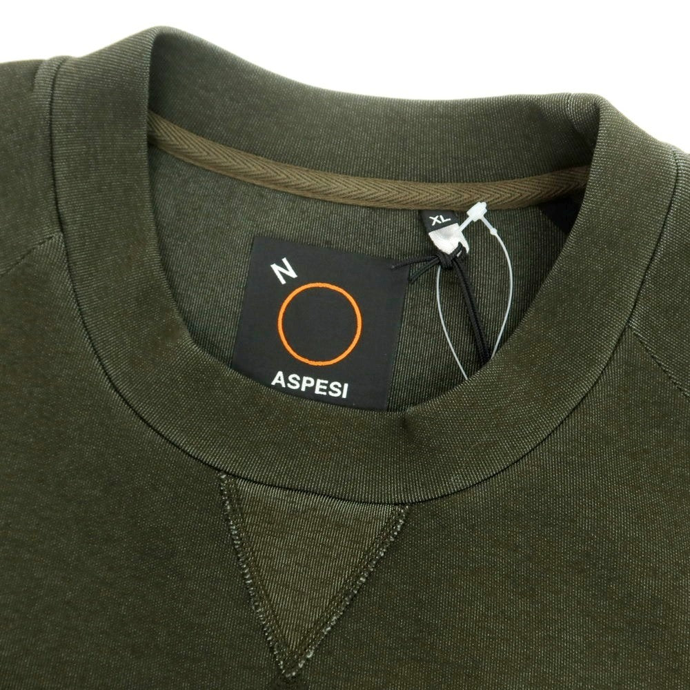 【新品】アスペジ ASPESI ストレッチ コットンポリエステル クルーネック スウェット ダークオリーブ【 XL 】【 状態ランクN 】【 メンズ 】