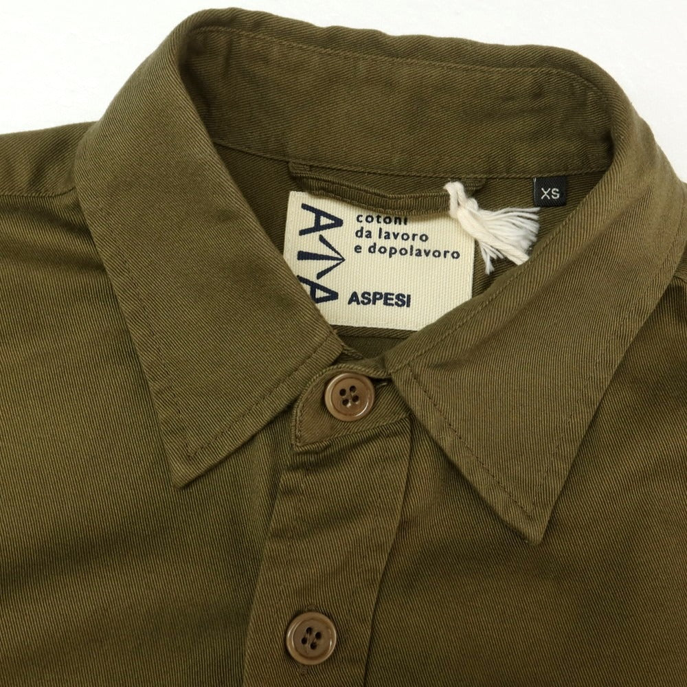 【新品】アスペジ ASPESI コットン レギュラーカラー カジュアルシャツ オリーブ【 XS 】【 状態ランクN 】【 メンズ 】
