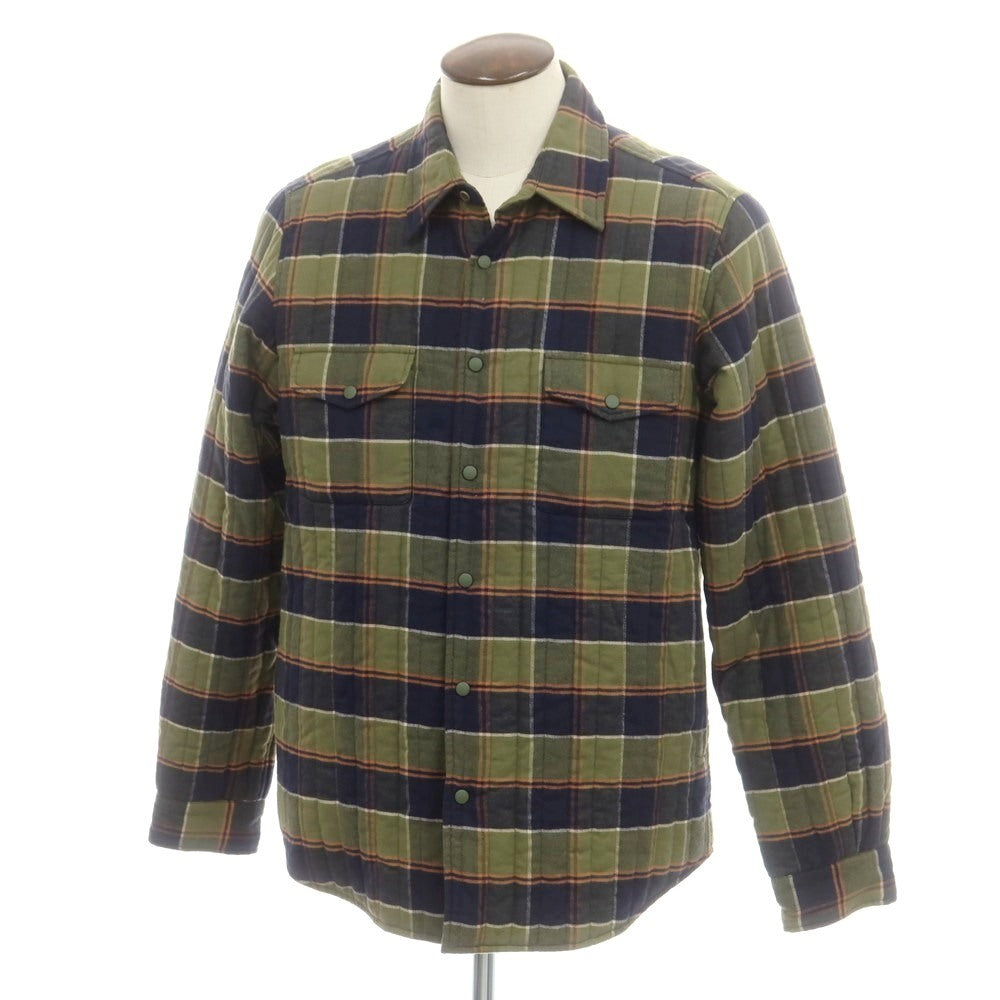 【新品】アスペジ ASPESI コットンリヨセル チェック 中綿 キルティング シャツブルゾン オリーブxネイビー【 XL 】【 状態ランクN 】【 メンズ 】