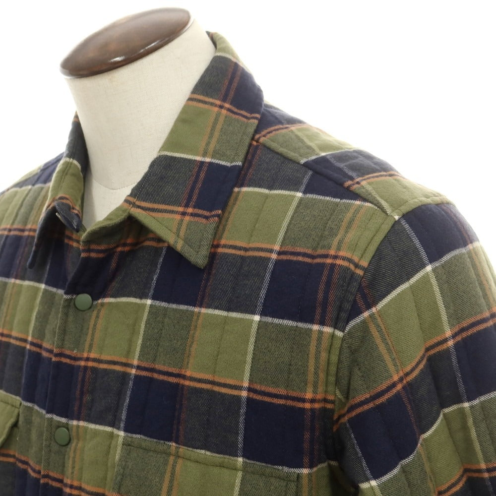【新品】アスペジ ASPESI コットンリヨセル チェック 中綿 キルティング シャツブルゾン オリーブxネイビー【 XL 】【 状態ランクN 】【 メンズ 】