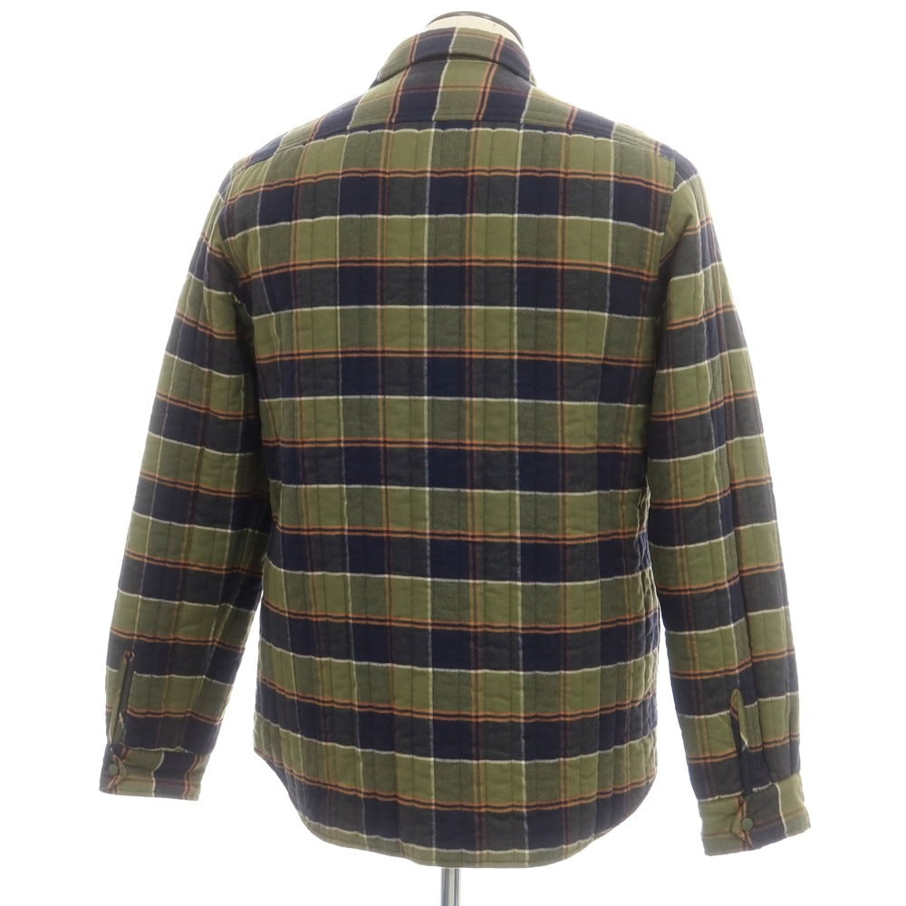 【新品】アスペジ ASPESI コットンリヨセル チェック 中綿 キルティング シャツブルゾン オリーブxネイビー【 XL 】【 状態ランクN 】【 メンズ 】