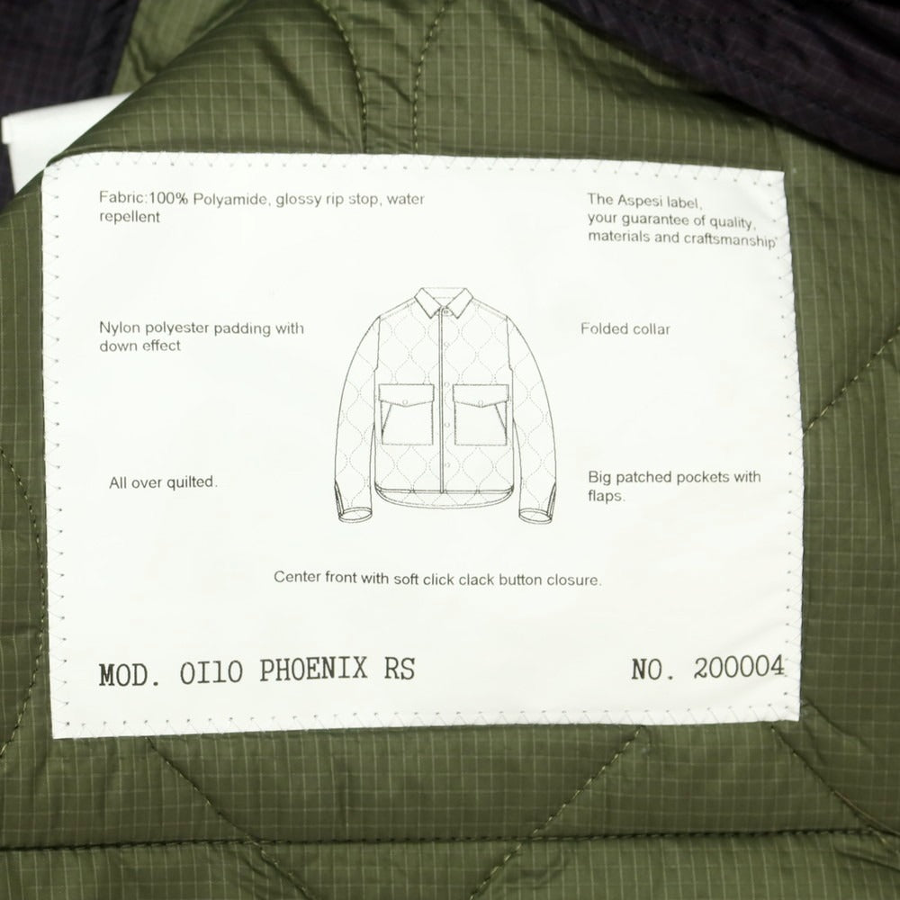 【新品アウトレット】アスペジ ASPESI リップストップナイロン 中綿 キルティング シャツブルゾン ブラック【 XS 】【 状態ランクN- 】【 メンズ 】