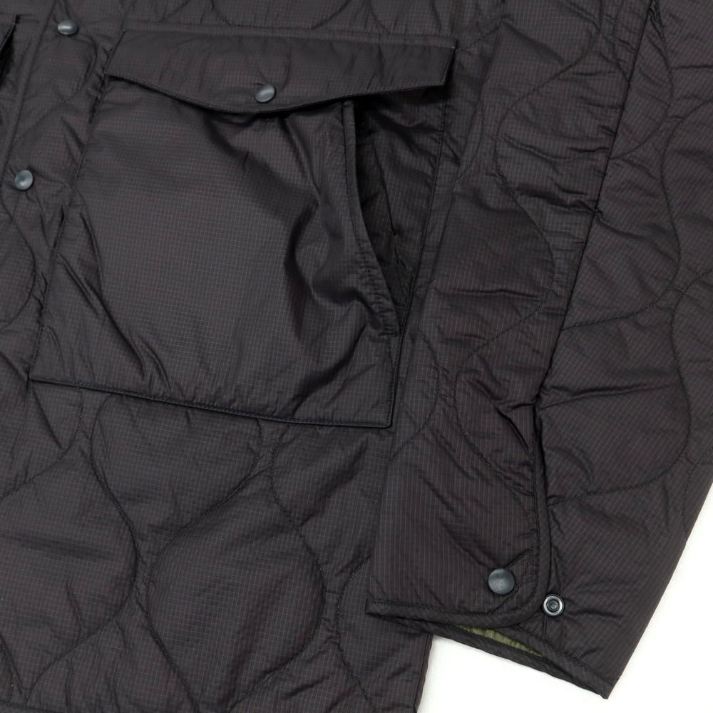 【新品】アスペジ ASPESI リップストップナイロン 中綿 キルティング シャツブルゾン ブラック【 L 】【 状態ランクN 】【 メンズ 】
