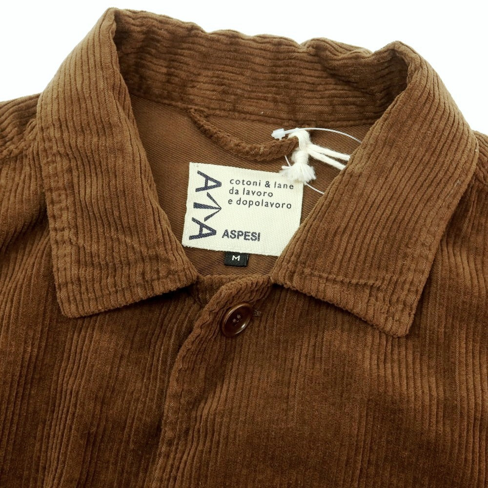 【新品】アスペジ ASPESI コットン 中太畝 コーデュロイ シャツブルゾン ブラウン【 M 】【 状態ランクN 】【 メンズ 】