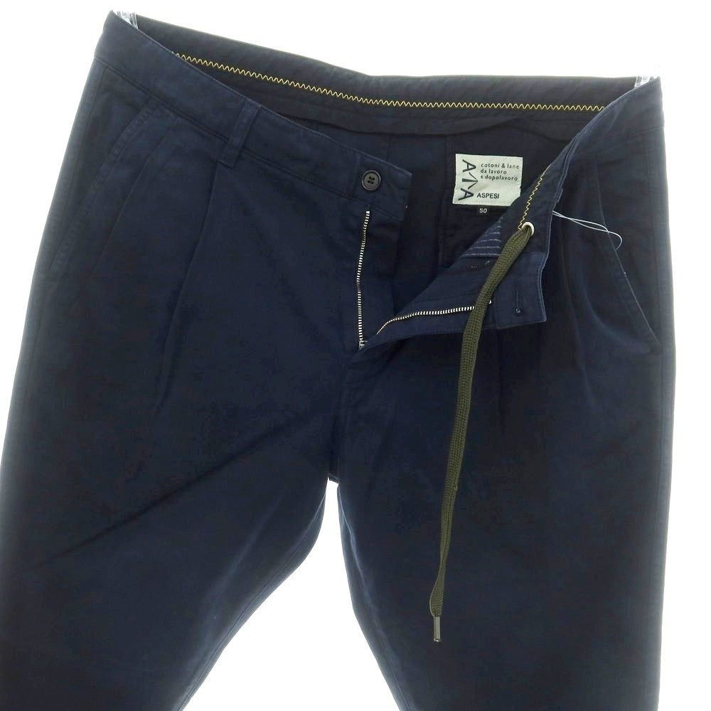 【新品】アスペジ ASPESI ストレッチ コットン イージースラックスパンツ ネイビー【 50 】【 状態ランクN 】【 メンズ 】