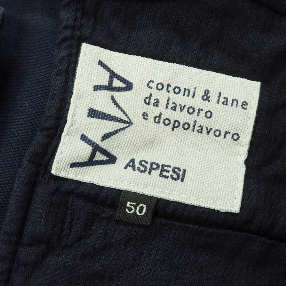 【新品】アスペジ ASPESI ストレッチ コットン イージースラックスパンツ ネイビー【 50 】【 状態ランクN 】【 メンズ 】