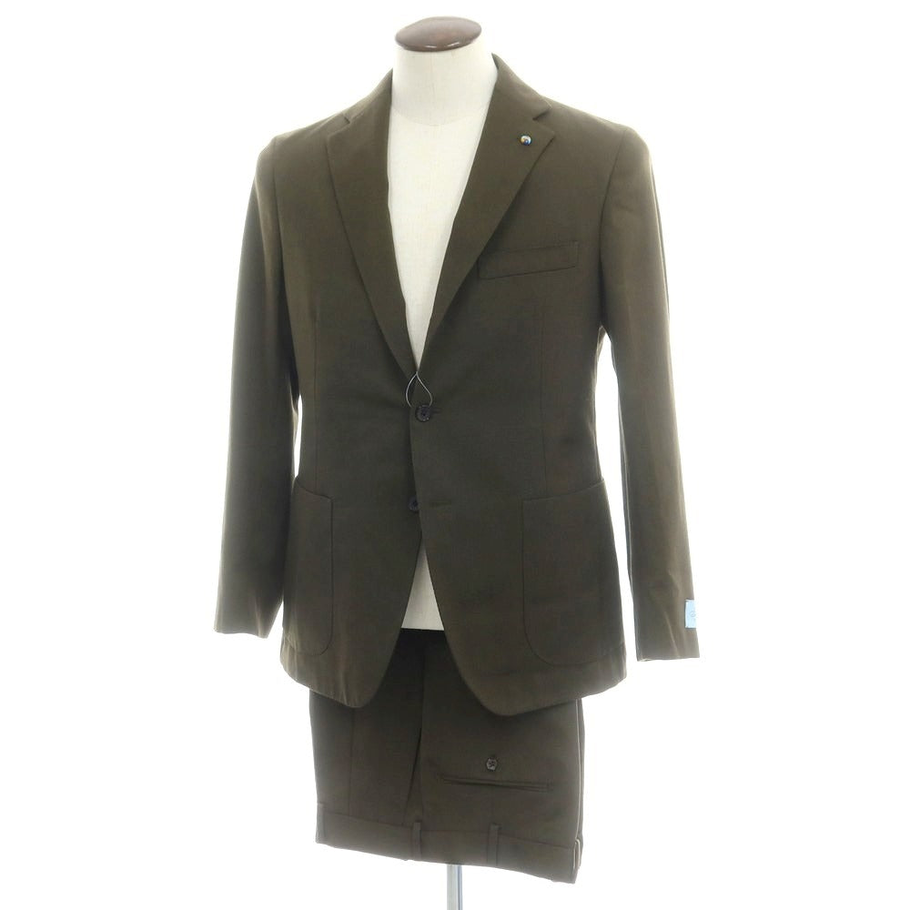 【新品】ベルベスト Belvest ツイルウールコットン 3つボタンスーツ オリーブ【 50 Drop7 】【 状態ランクN 】【 メンズ 】