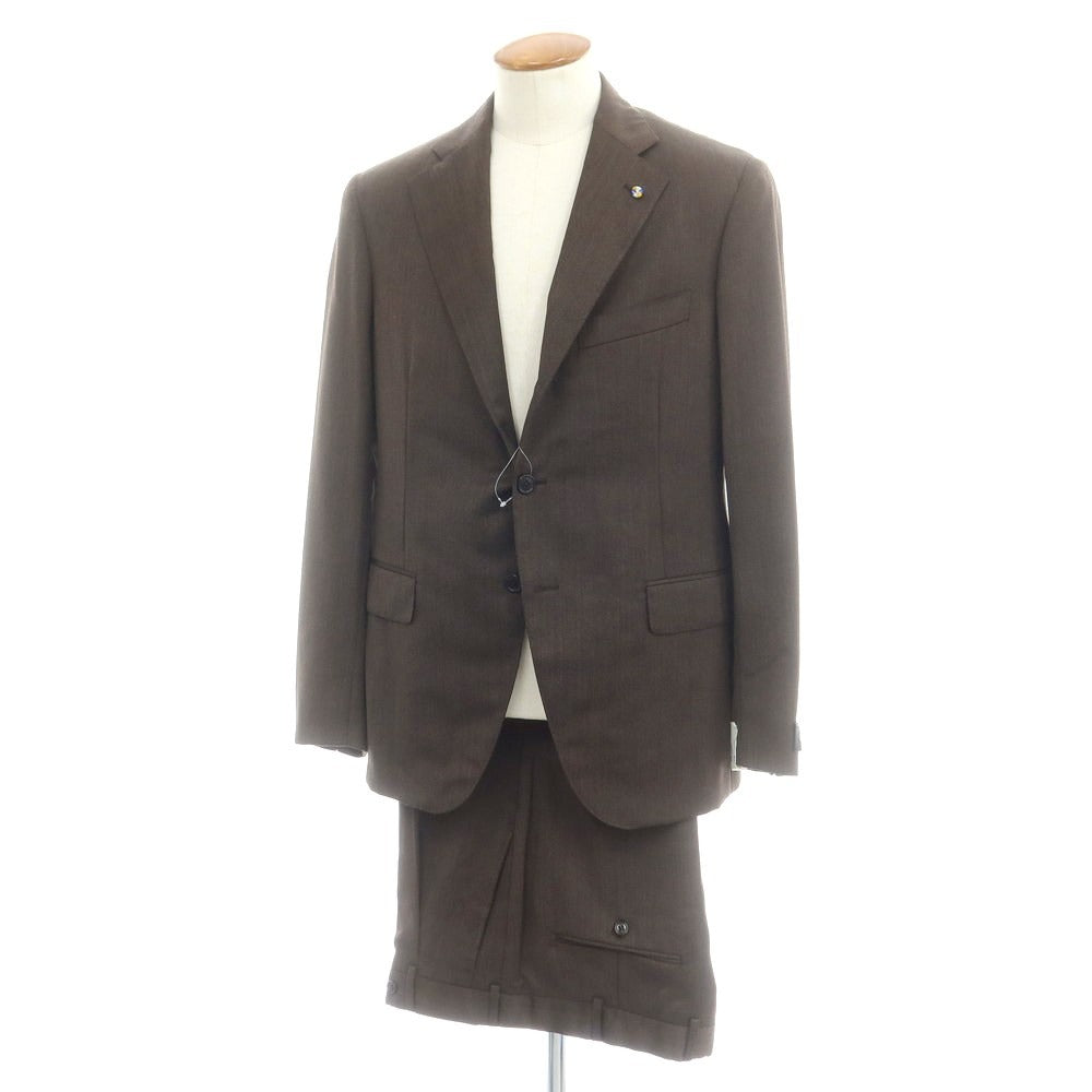 【新品】ベルベスト Belvest ツイルウール 3つボタンスーツ ブラウン系【 48 Drop7 】【 状態ランクN 】【 メンズ 】