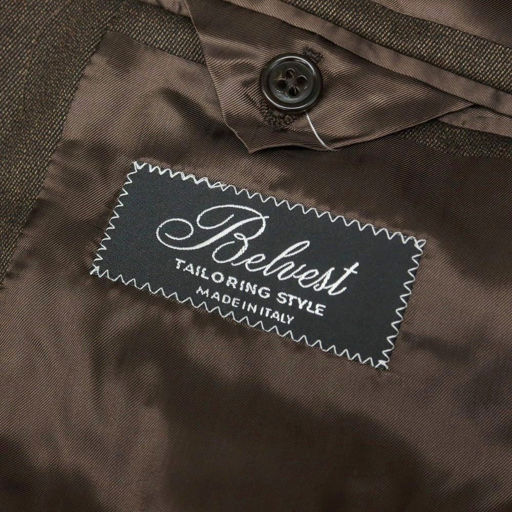 【新品】ベルベスト Belvest ツイルウール 3つボタンスーツ ブラウン系【 48 Drop7 】【 状態ランクN 】【 メンズ 】