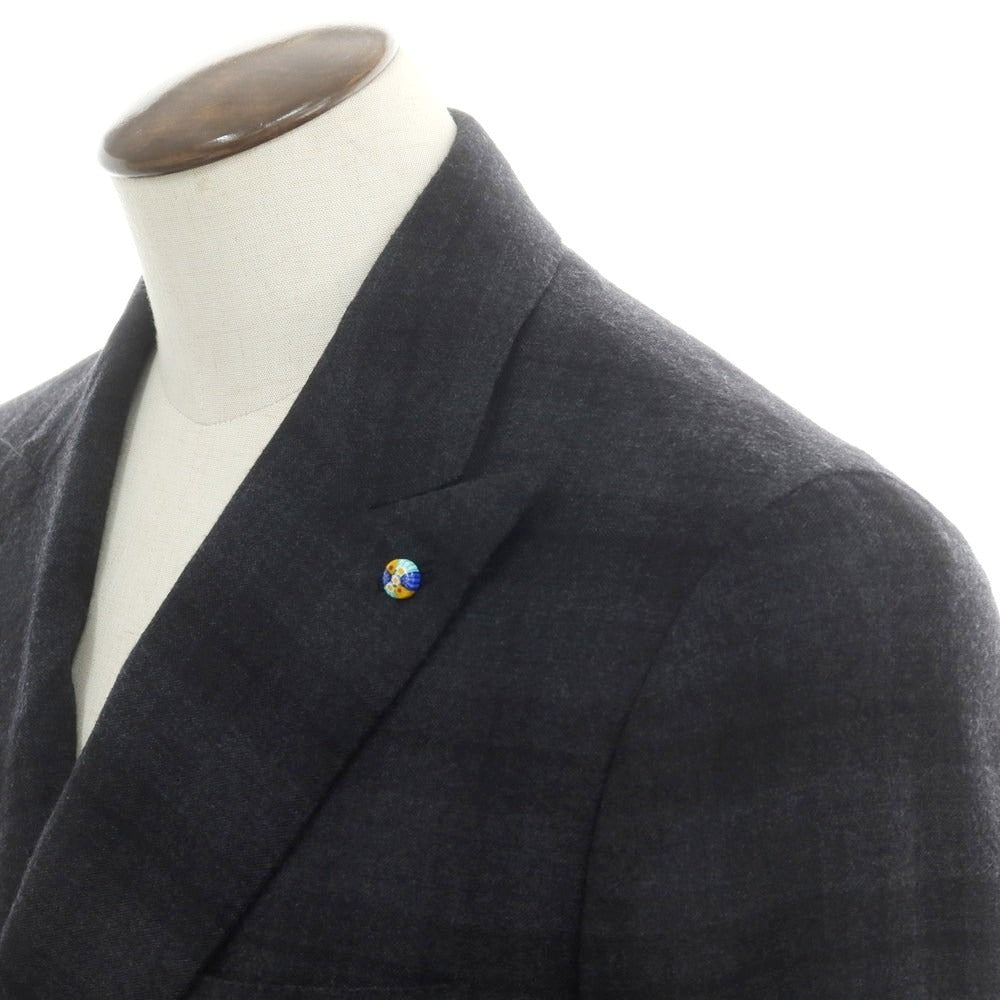 【新品】ベルベスト Belvest チェック ストレッチウール ダブルスーツ ダークグレー【 50 Drop7 】【 状態ランクN 】【 メンズ 】