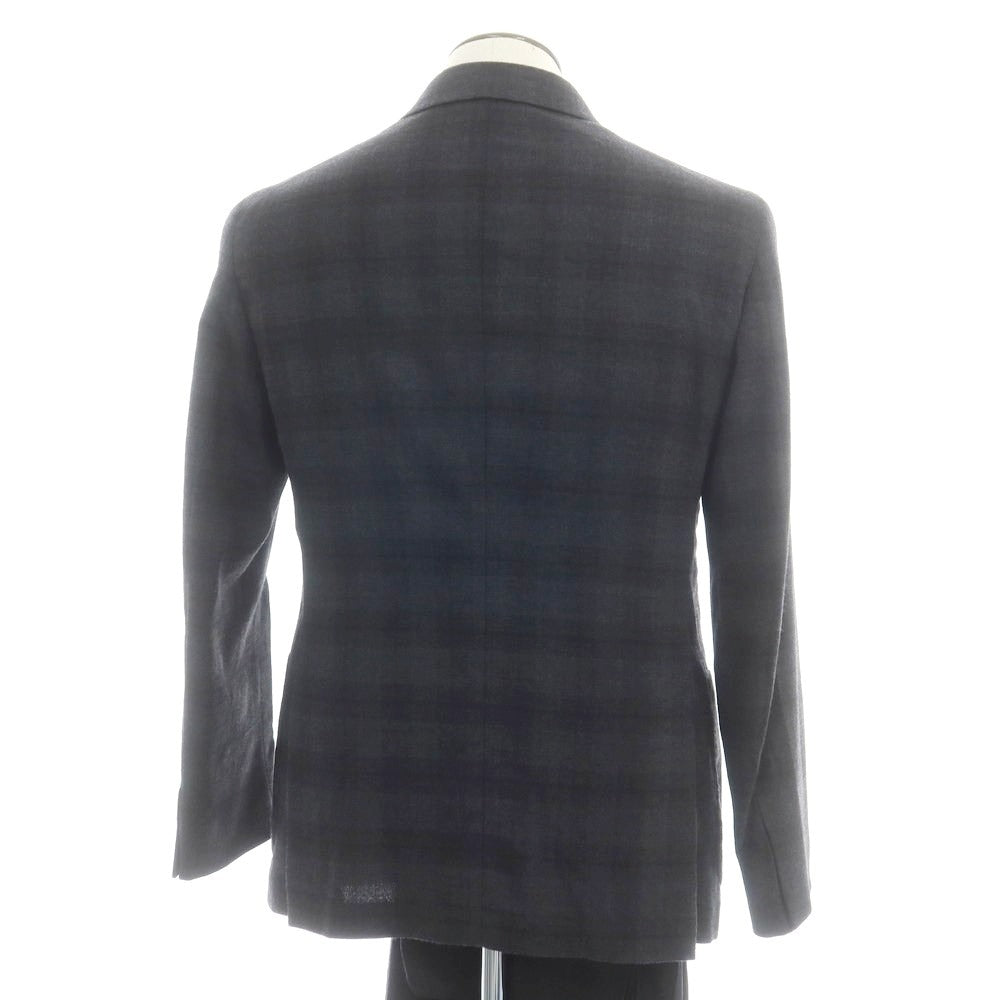 【新品】ベルベスト Belvest チェック ストレッチウール ダブルスーツ ダークグレー【 50 Drop7 】【 状態ランクN 】【 メンズ 】