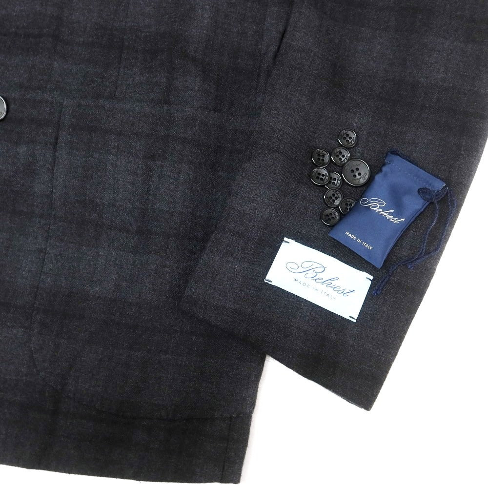 【新品】ベルベスト Belvest チェック ストレッチウール ダブルスーツ ダークグレー【 50 Drop7 】【 状態ランクN 】【 メンズ 】