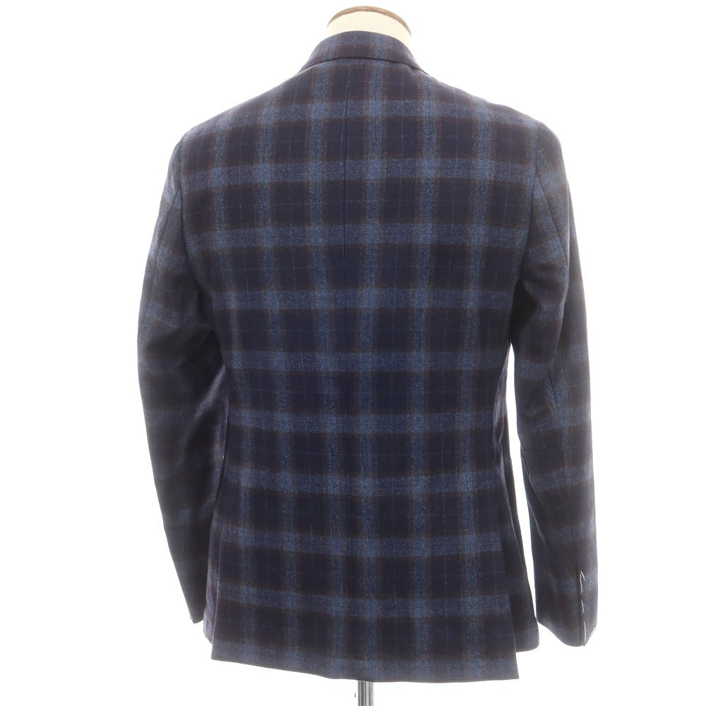 【新品】サルトリア ラトーレ SARTORIA LATORRE ウール チェック柄 テーラードジャケット ネイビーxブルー系【 48 】【 状態ランクN 】【 メンズ 】
