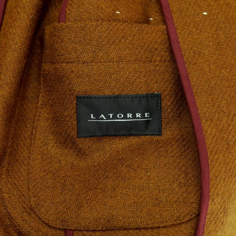 【新品】サルトリア ラトーレ SARTORIA LATORRE ライトツイードウール テーラードジャケット オーカーブラウン【 48 】【 状態ランクN 】【 メンズ 】