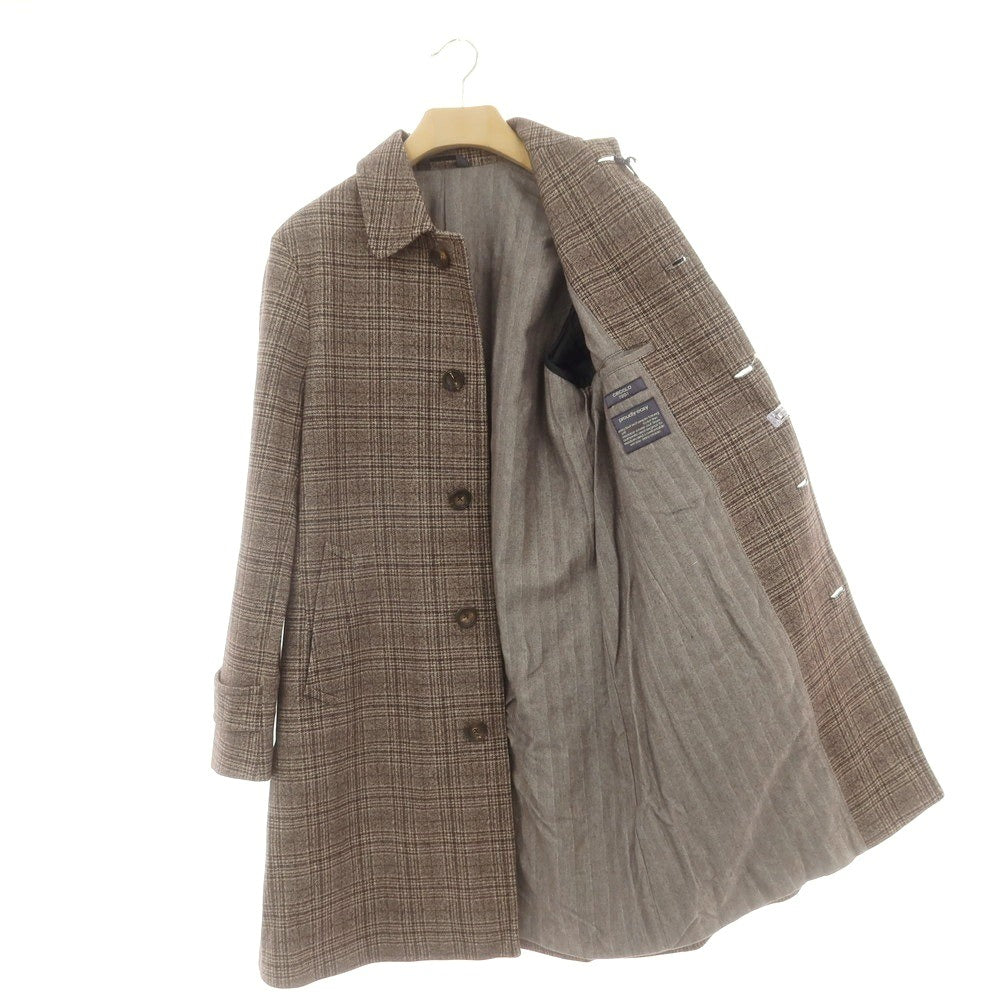 【新品】チルコロ1901 CIRCOLO 1901 コットン ジャージー グレンチェック ステンカラーコート ブラウン【 48 】【 状態ランクN 】【 メンズ 】