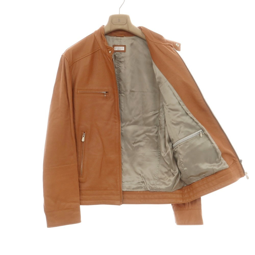 【新品】ブルネロクチネリ Brunello Cucinelli シングルライダース レザーブルゾン ライトブラウン【 M 】【 状態ランクN 】【 メンズ 】