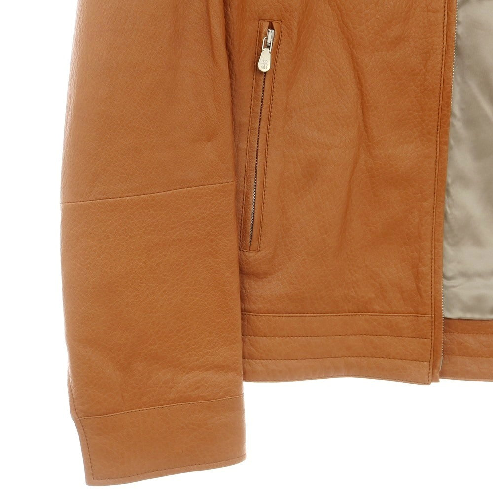 【新品】ブルネロクチネリ Brunello Cucinelli シングルライダース レザーブルゾン ライトブラウン【 M 】【 状態ランクN 】【 メンズ 】