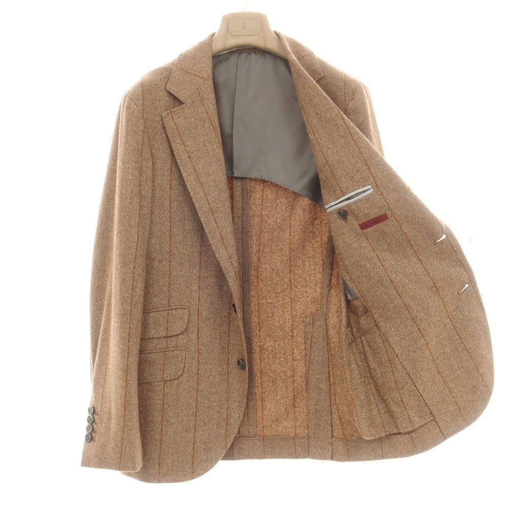 【新品】ブルネロクチネリ Brunello Cucinelli ウールカシミヤ ヘリンボーン テーラードジャケット ベージュ【 44 】【 状態ランクN 】【 メンズ 】