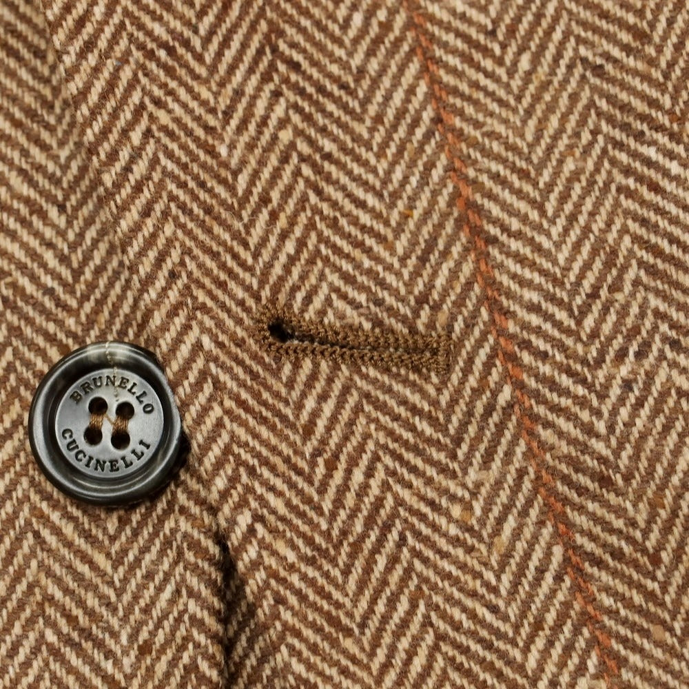 【新品】ブルネロクチネリ Brunello Cucinelli ウールカシミヤ ヘリンボーン テーラードジャケット ベージュ【 44 】【 状態ランクN 】【 メンズ 】