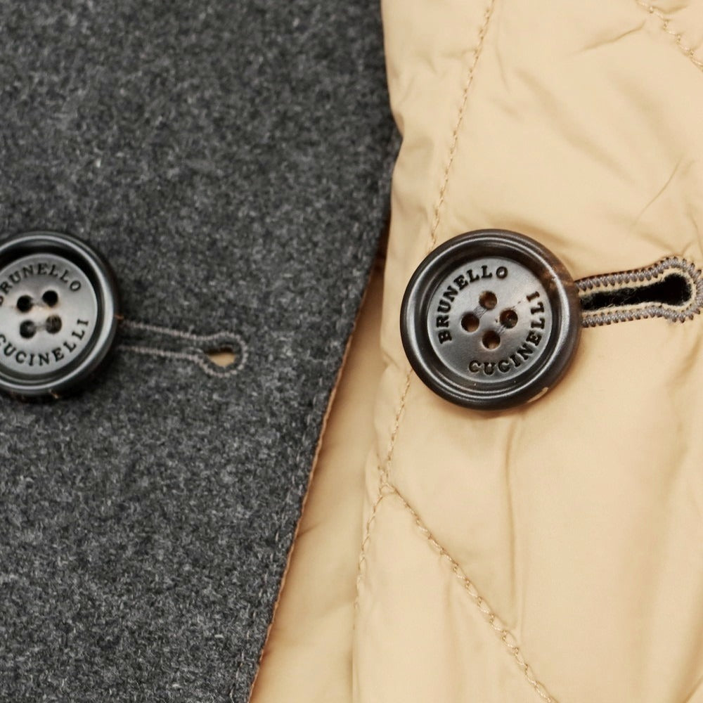 【新品】ブルネロクチネリ Brunello Cucinelli ウールシルクカシミヤ キルティング リバーシブルジャケット ダークグレーxベージュ【 M 】【 状態ランクN 】【 メンズ 】