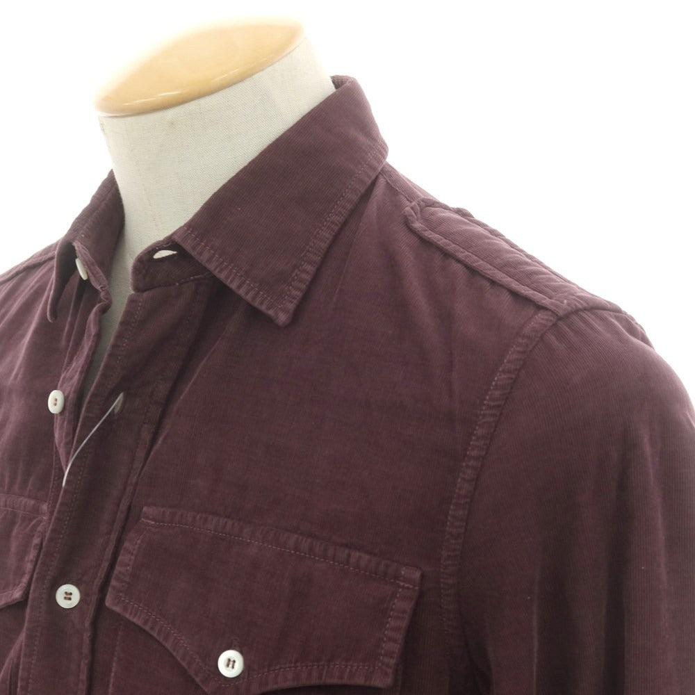 【新品】ブルネロクチネリ Brunello Cucinelli コーデュロイ ミリタリーシャツ ワインパープル【 XS 】【 状態ランクN 】【 メンズ 】