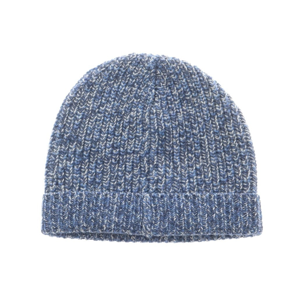 【新品】ブルネロクチネリ Brunello Cucinelli ウールカシミヤ ニットキャップ 帽子 ブルーxホワイト【 L 】【 状態ランクN 】【 メンズ 】
