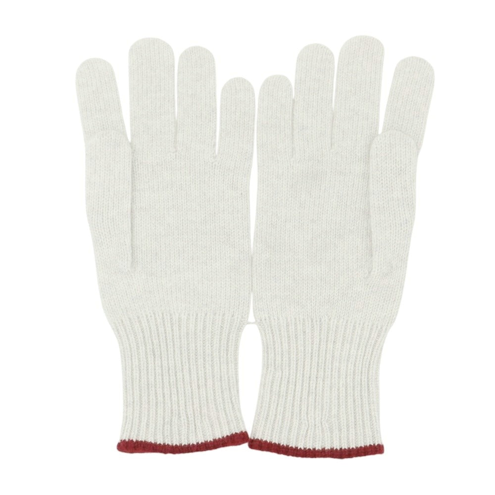 【新品】ブルネロクチネリ Brunello Cucinelli カシミヤ 手袋 ニットグローブ ライトグレーxワインレッド【 M 】【 状態ランクN 】【 メンズ 】