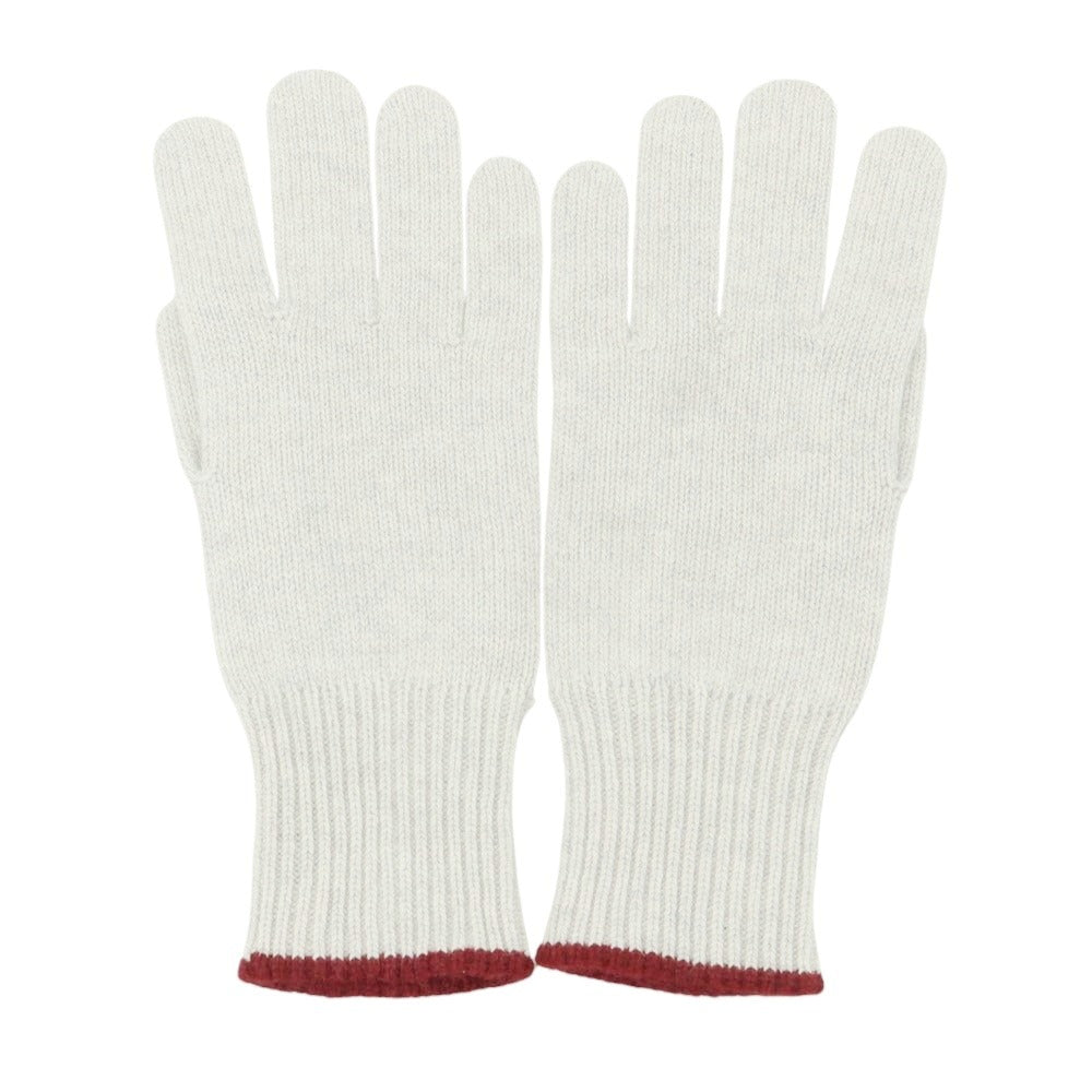 【新品】ブルネロクチネリ Brunello Cucinelli カシミヤ 手袋 ニットグローブ ライトグレーxワインレッド【 M 】【 状態ランクN 】【 メンズ 】