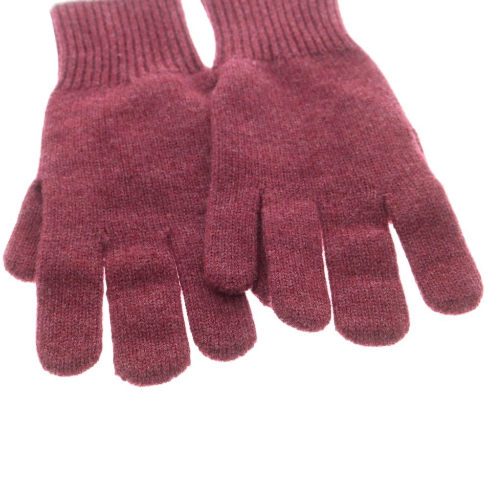 【新品】ブルネロクチネリ Brunello Cucinelli カシミヤ 手袋 ニットグローブ ワインレッドxグレー【 M 】【 状態ランクN 】【 メンズ 】