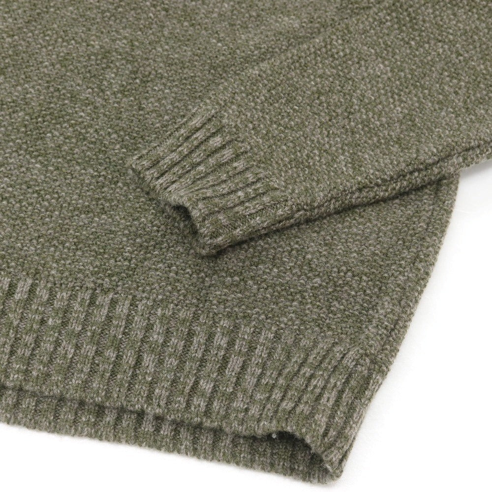 【新品】ザノーネ ZANONE ウール ショールカラー プルオーバーニット オリーブxグレー【 46 】【 状態ランクN 】【 メンズ 】