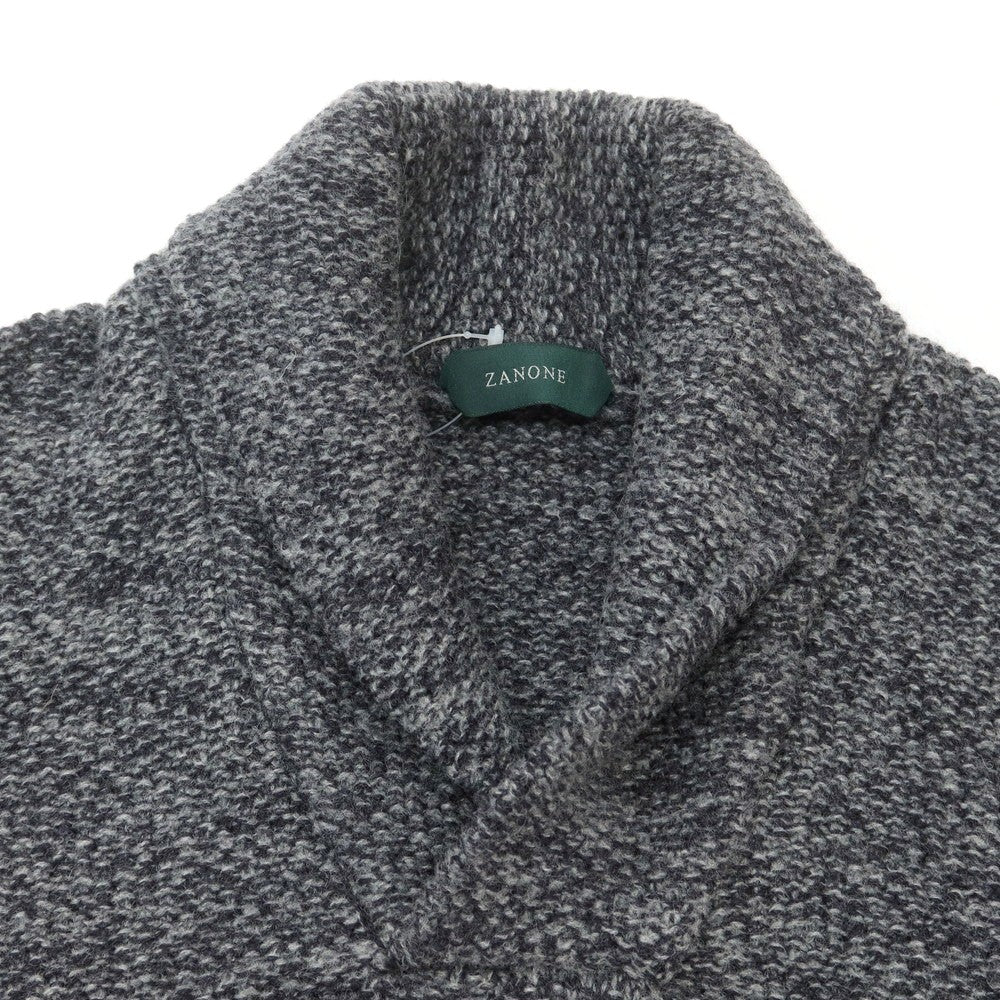 【新品】ザノーネ ZANONE ウール ショールカラー プルオーバーニット グレーxネイビー【 46 】【 状態ランクN 】【 メンズ 】