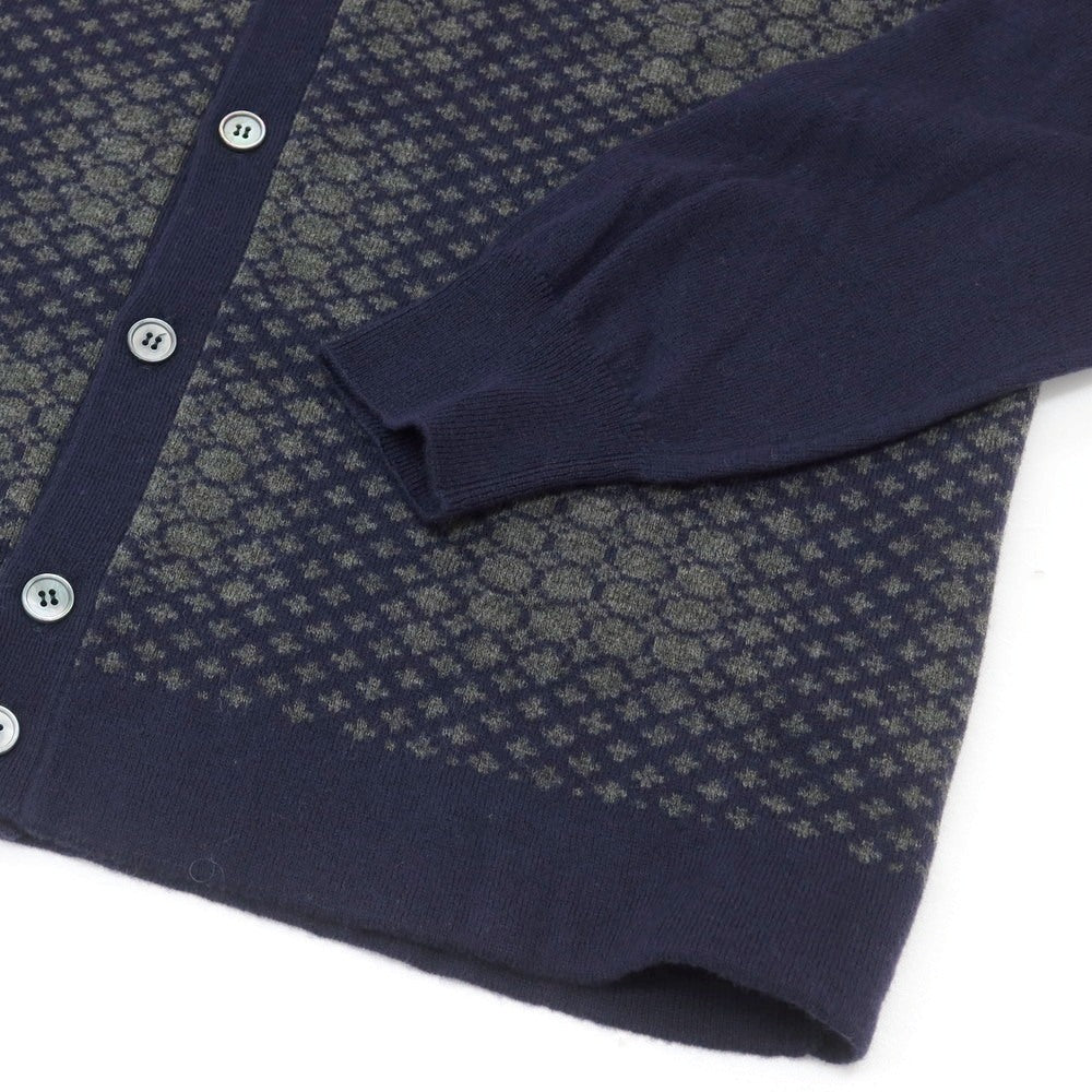 【新品】ザノーネ ZANONE ウール ニット カーディガン ネイビーxグレー【 52 】【 状態ランクN 】【 メンズ 】