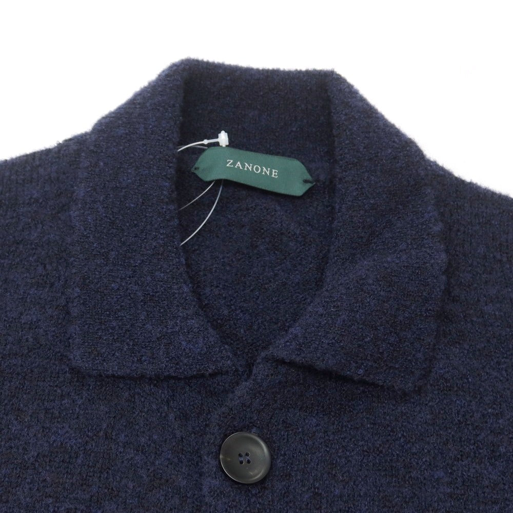 【新品】ザノーネ ZANONE ウールナイロン 襟付き ニット カーディガン ネイビー【 48 】【 状態ランクN 】【 メンズ 】