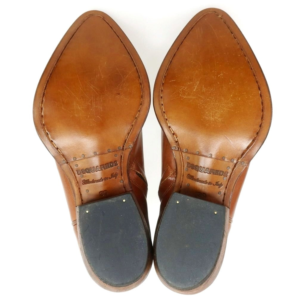 【新品】ディースクエアード DSQUARED2 レザー ウエスタンブーツ ブラウン【 39 】【 状態ランクN 】【 メンズ 】