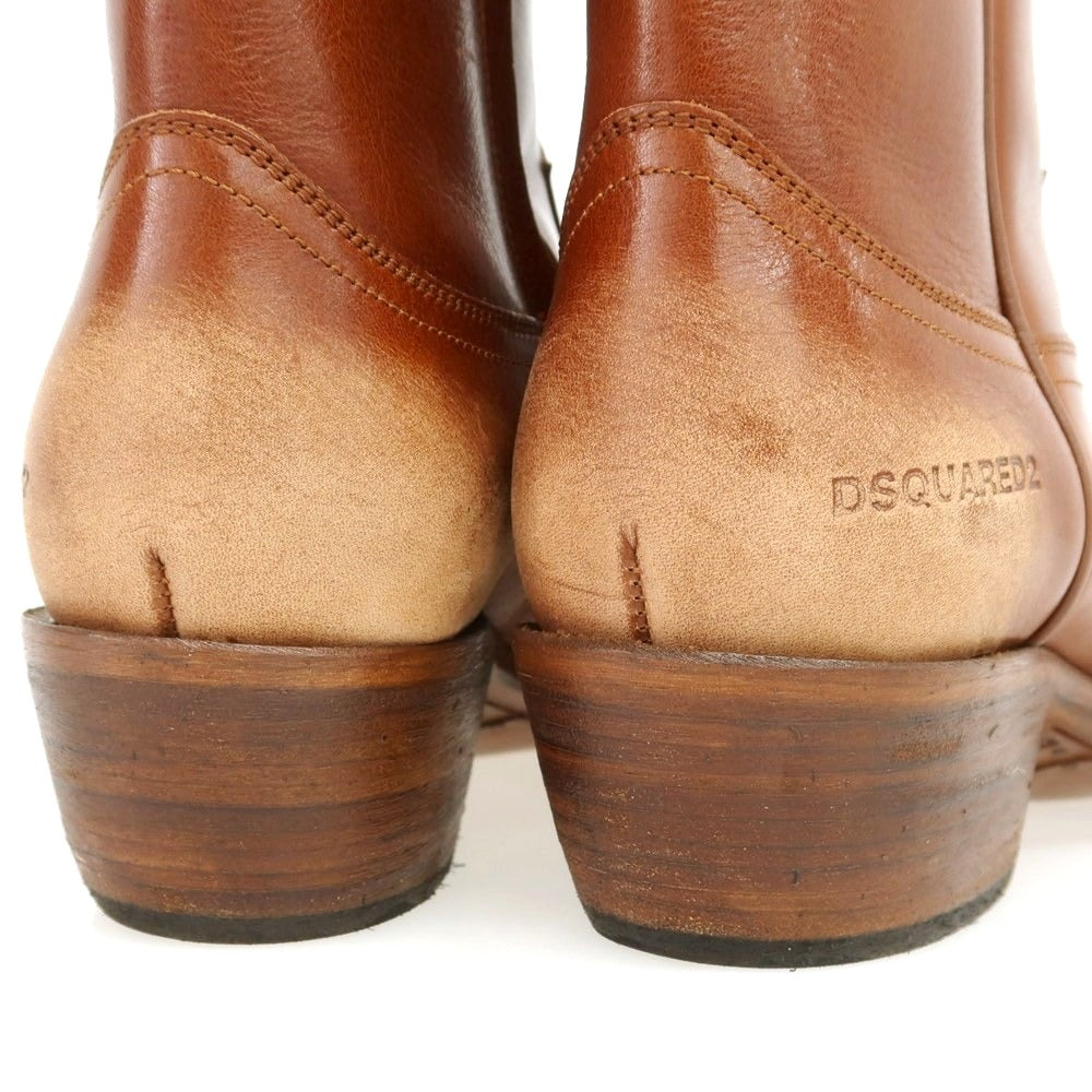 【新品】ディースクエアード DSQUARED2 レザー ウエスタンブーツ ブラウン【 39 】【 状態ランクN 】【 メンズ 】