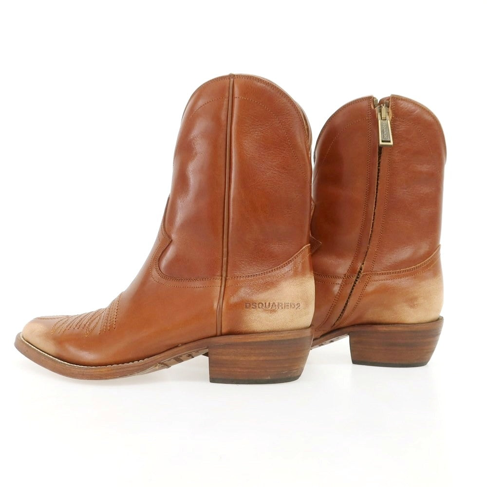 【新品】ディースクエアード DSQUARED2 レザー ウエスタンブーツ ブラウン【 39 】【 状態ランクN 】【 メンズ 】