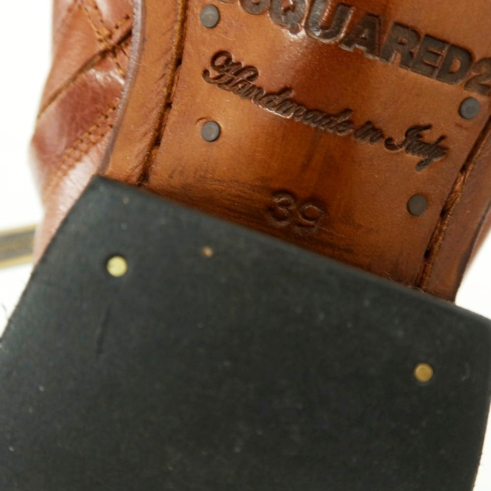 【新品】ディースクエアード DSQUARED2 レザー ウエスタンブーツ ブラウン【 39 】【 状態ランクN 】【 メンズ 】