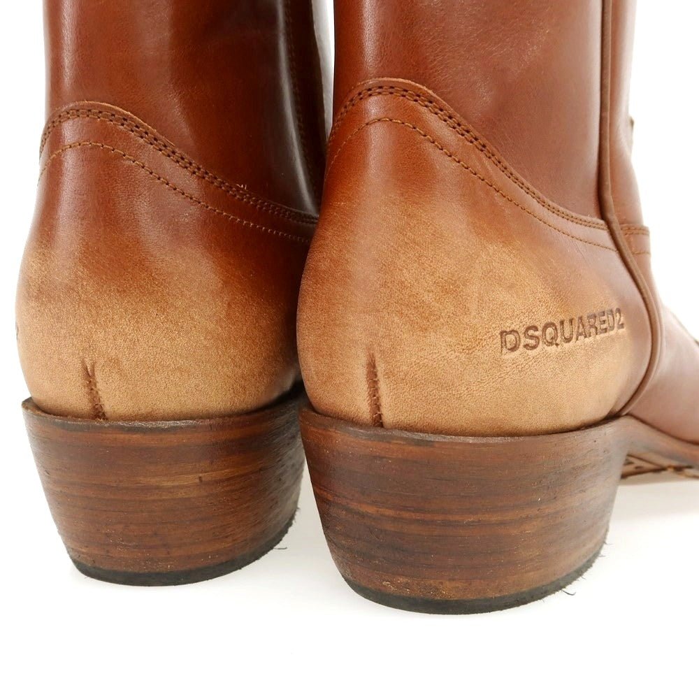 【新品】ディースクエアード DSQUARED2 レザー ウエスタンブーツ ブラウン【 40 】【 状態ランクN 】【 メンズ 】