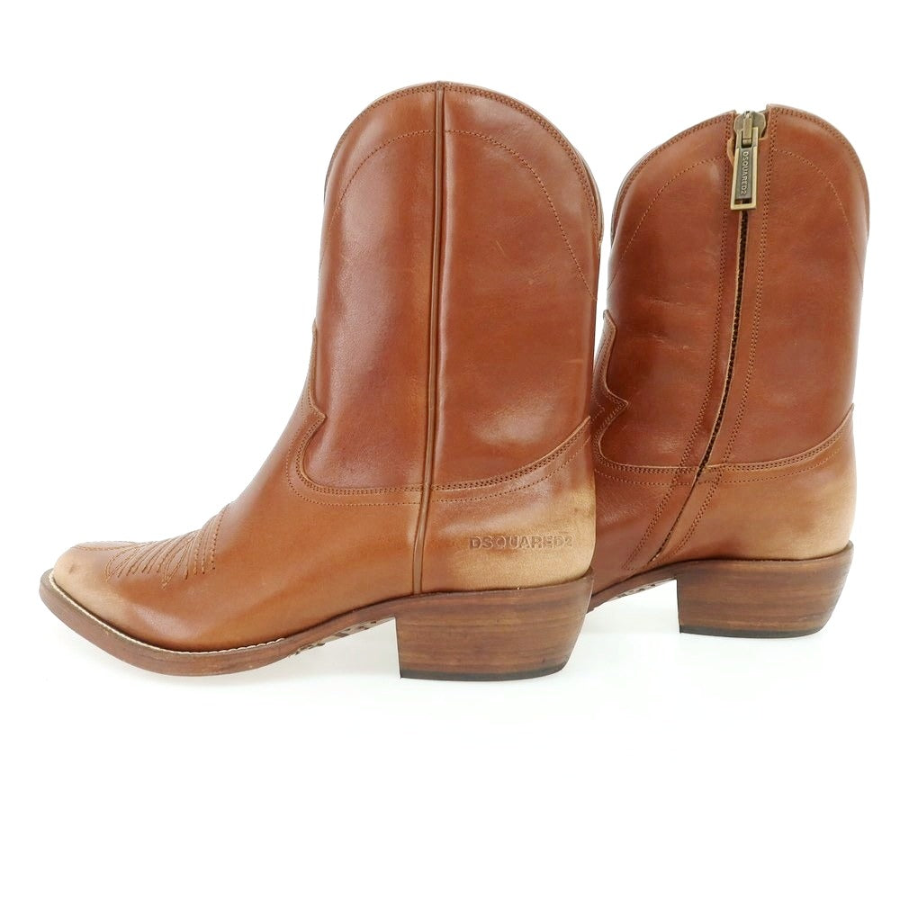 【新品】ディースクエアード DSQUARED2 レザー ウエスタンブーツ ブラウン【 40 】【 状態ランクN 】【 メンズ 】