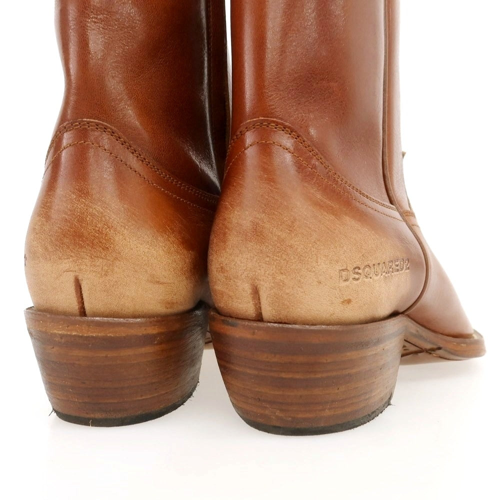 【新品】ディースクエアード DSQUARED2 レザー ウエスタンブーツ ブラウン【 41 】【 状態ランクN 】【 メンズ 】