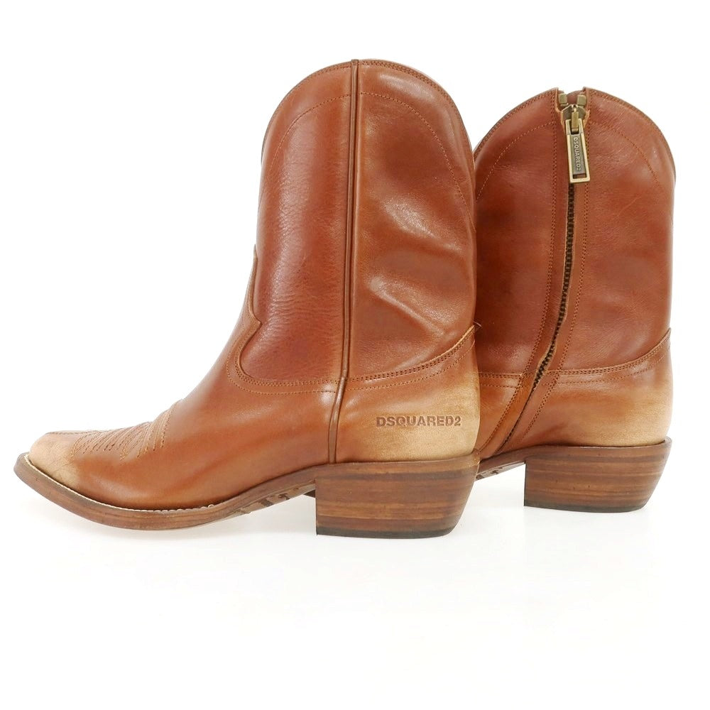 【新品】ディースクエアード DSQUARED2 レザー ウエスタンブーツ ブラウン【 41 】【 状態ランクN 】【 メンズ 】