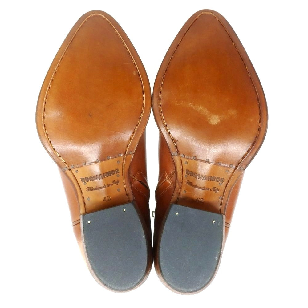 【新品】ディースクエアード DSQUARED2 レザー ウエスタンブーツ ブラウン【 42 】【 状態ランクN 】【 メンズ 】