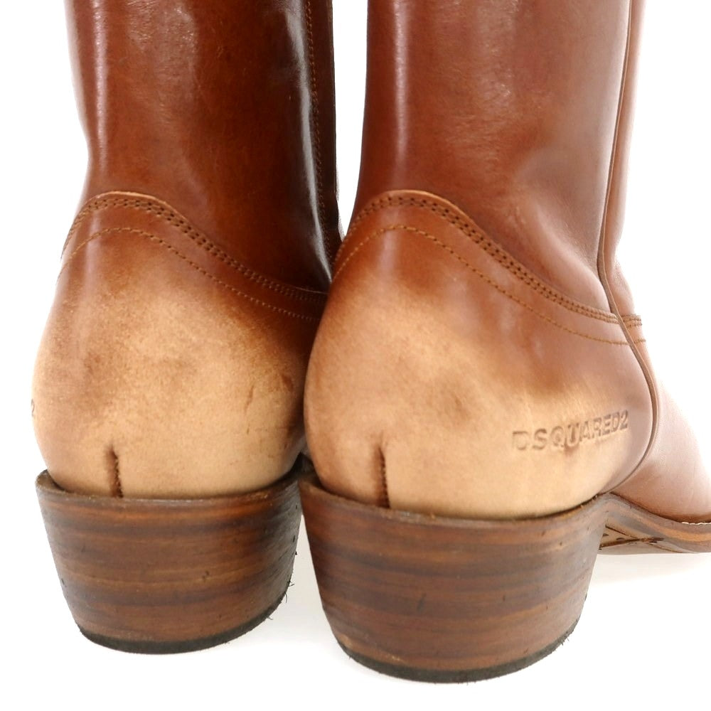 【新品】ディースクエアード DSQUARED2 レザー ウエスタンブーツ ブラウン【 42 】【 状態ランクN 】【 メンズ 】