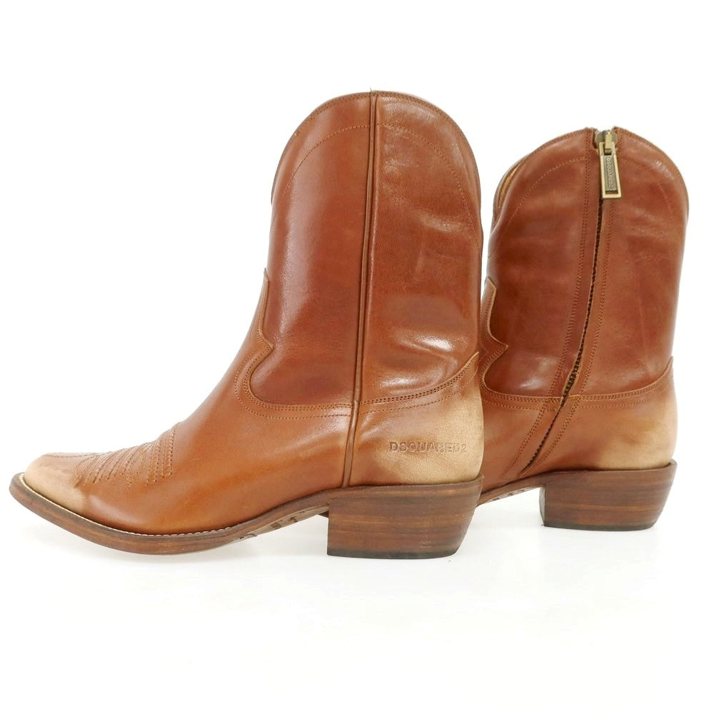 【新品】ディースクエアード DSQUARED2 レザー ウエスタンブーツ ブラウン【 42 】【 状態ランクN 】【 メンズ 】