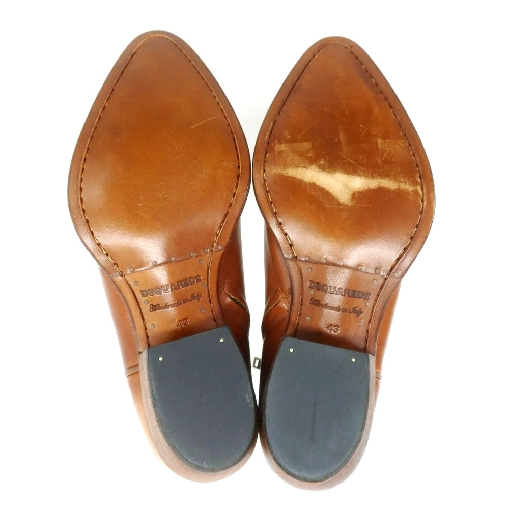 【新品】ディースクエアード DSQUARED2 レザー ウエスタンブーツ ブラウン【 43 】【 状態ランクN 】【 メンズ 】