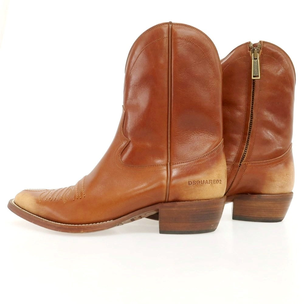 【新品】ディースクエアード DSQUARED2 レザー ウエスタンブーツ ブラウン【 43 】【 状態ランクN 】【 メンズ 】