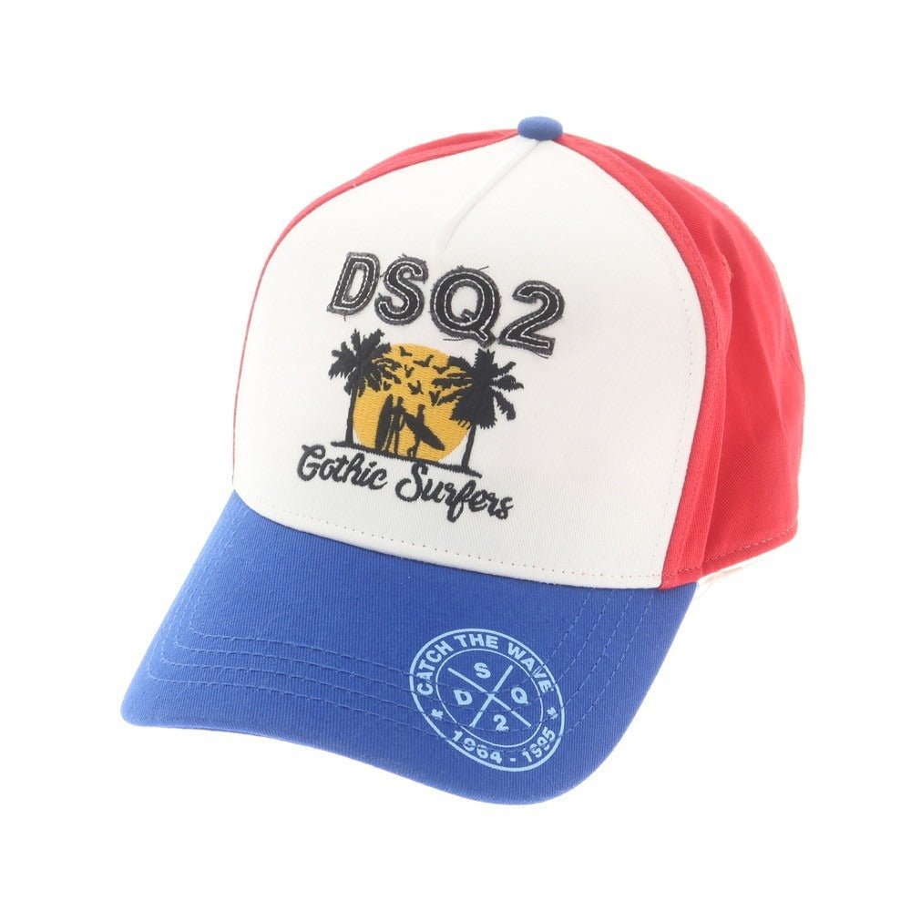 【新品】ディースクエアード DSQUARED2 コットン ベースボールキャップ レッドxホワイト【 UNI 】【 状態ランクN 】【 メンズ 】