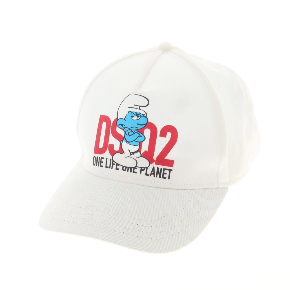 【新品アウトレット】ディースクエアード DSQUARED2 × SMURFS コットン ベースボールキャップ ホワイト【 UNI 】【 状態ランクN- 】【 メンズ 】